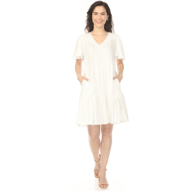Womens White Mark V-Neck Short Sleeve Dress