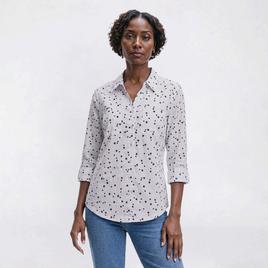 Womens Emily Daniels 3/4 Roll Tab Sleeve Star Button Down