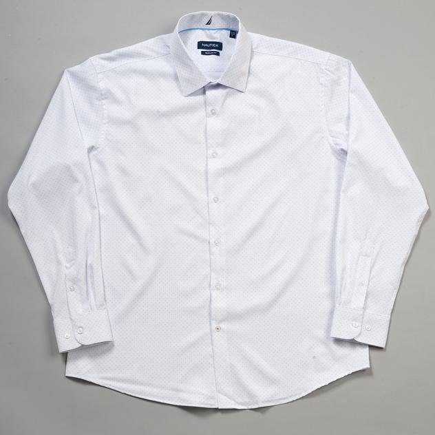 Mens Nautica Regular Fit Super Dots Dress Shirt - White