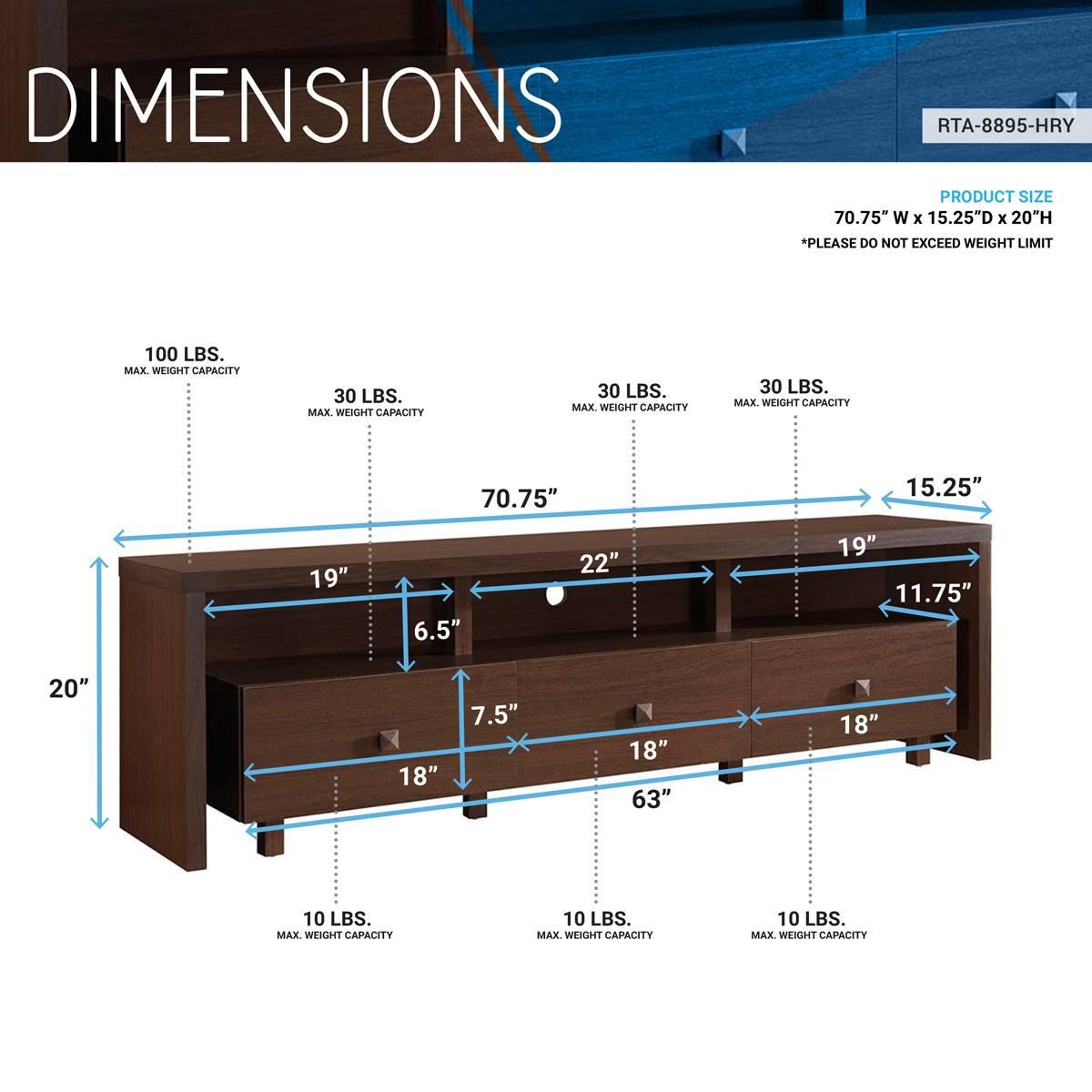Techni Mobili Elegant TV Stand for TV''s Up To 75" w/ Storage