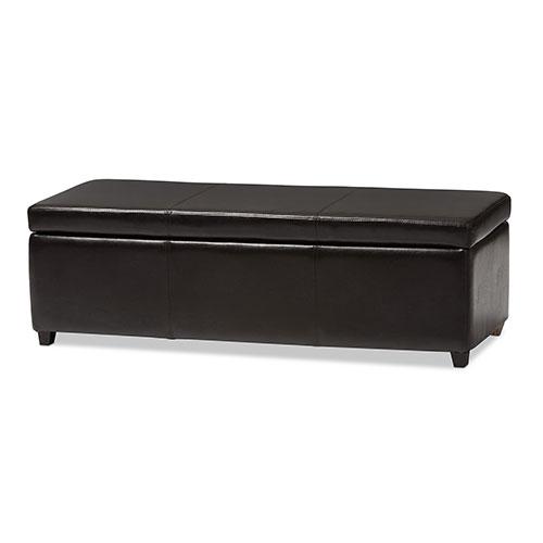 Baxton Studio Full Leather Storage Bench Ottoman