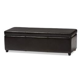 Baxton Studio Full Leather Storage Bench Ottoman