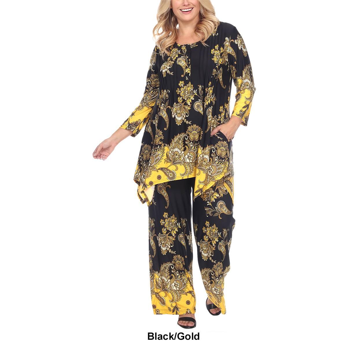 Plus Size White Mark 2 Piece Head To Toe Floral Paisley Set