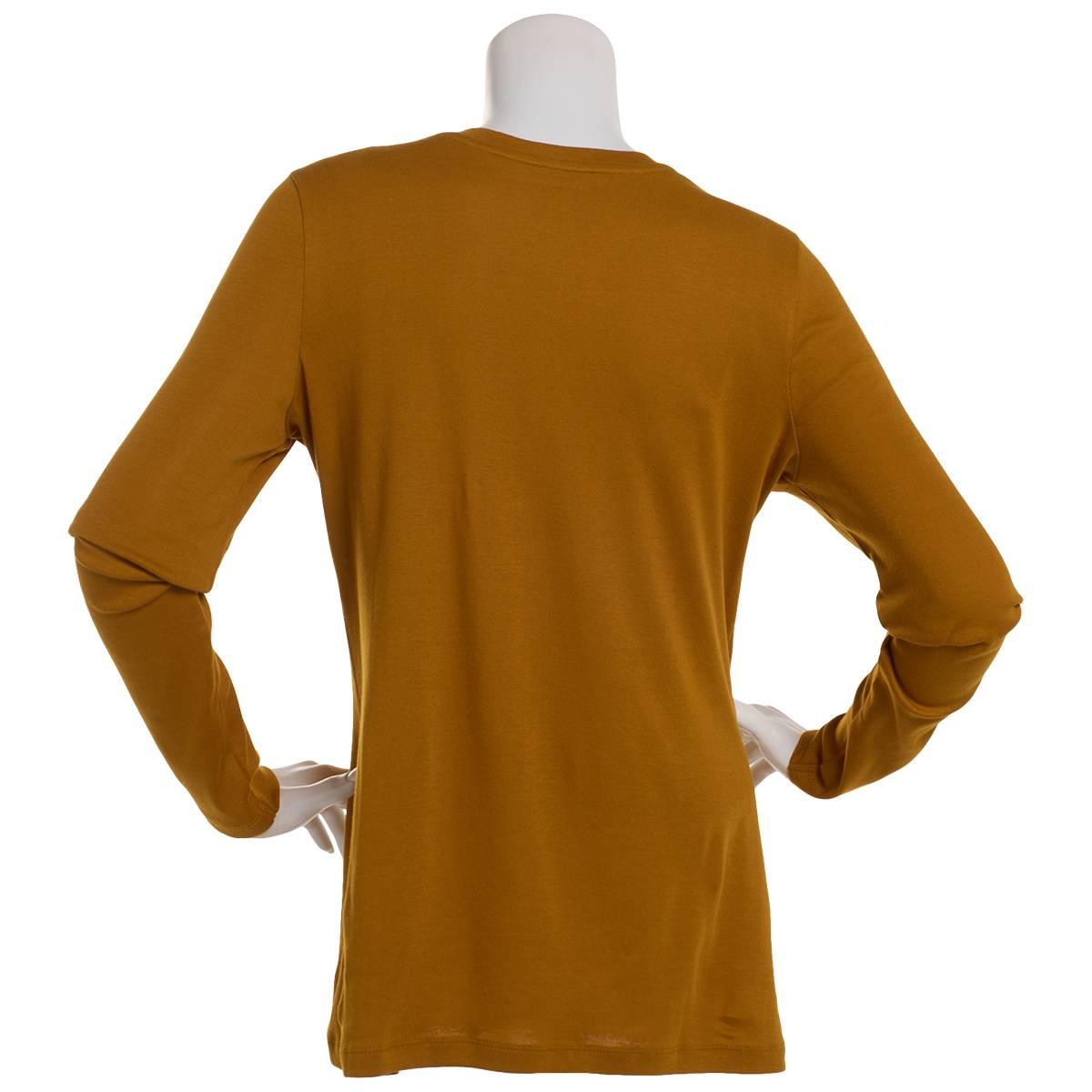 Plus Size Architect® Long Sleeve V-Neck Tee w/ Functional Placket