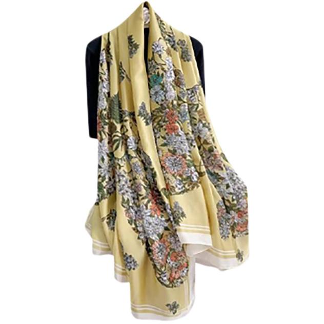 Womens Renshun Sophisticated Floral Silk Oblong Scarf - Yellow