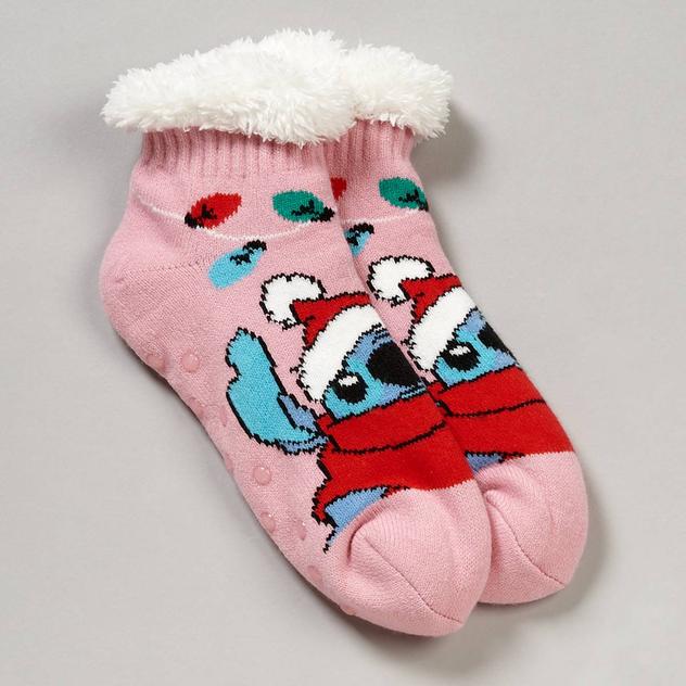 Womens Fuzzy Babba Teddy Fur Short Cozy XMas Stitch Slipper Socks