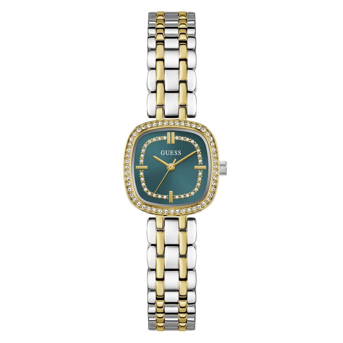Womens Guess Two-Tone Green Dial Watch - GW1018L6