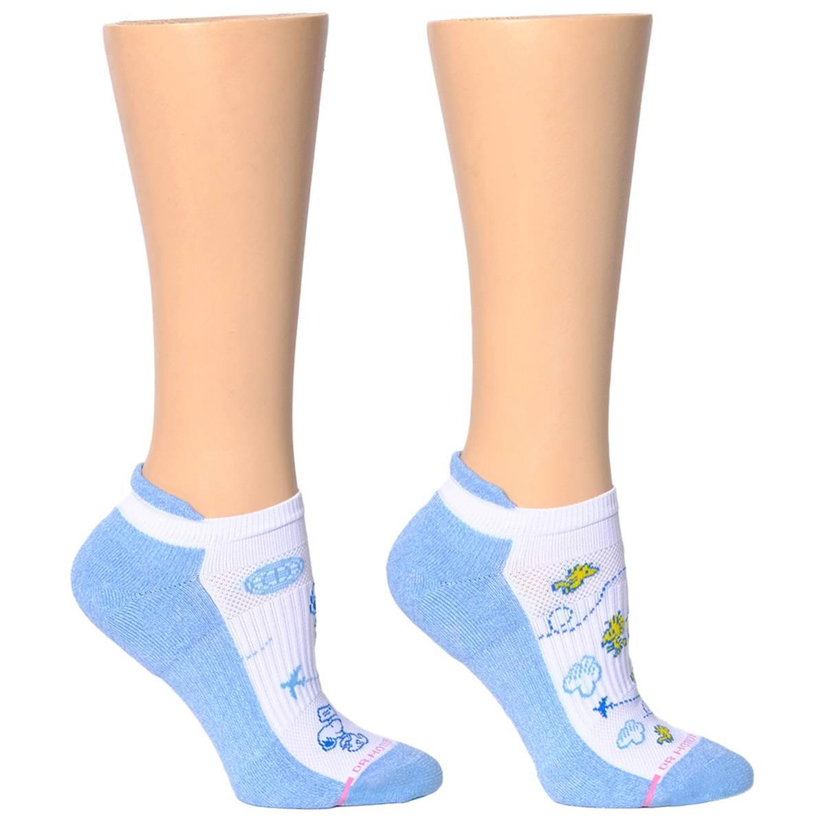 Womens Dr. Motion 2pk Snoopy Blue Compression Ankle Sock