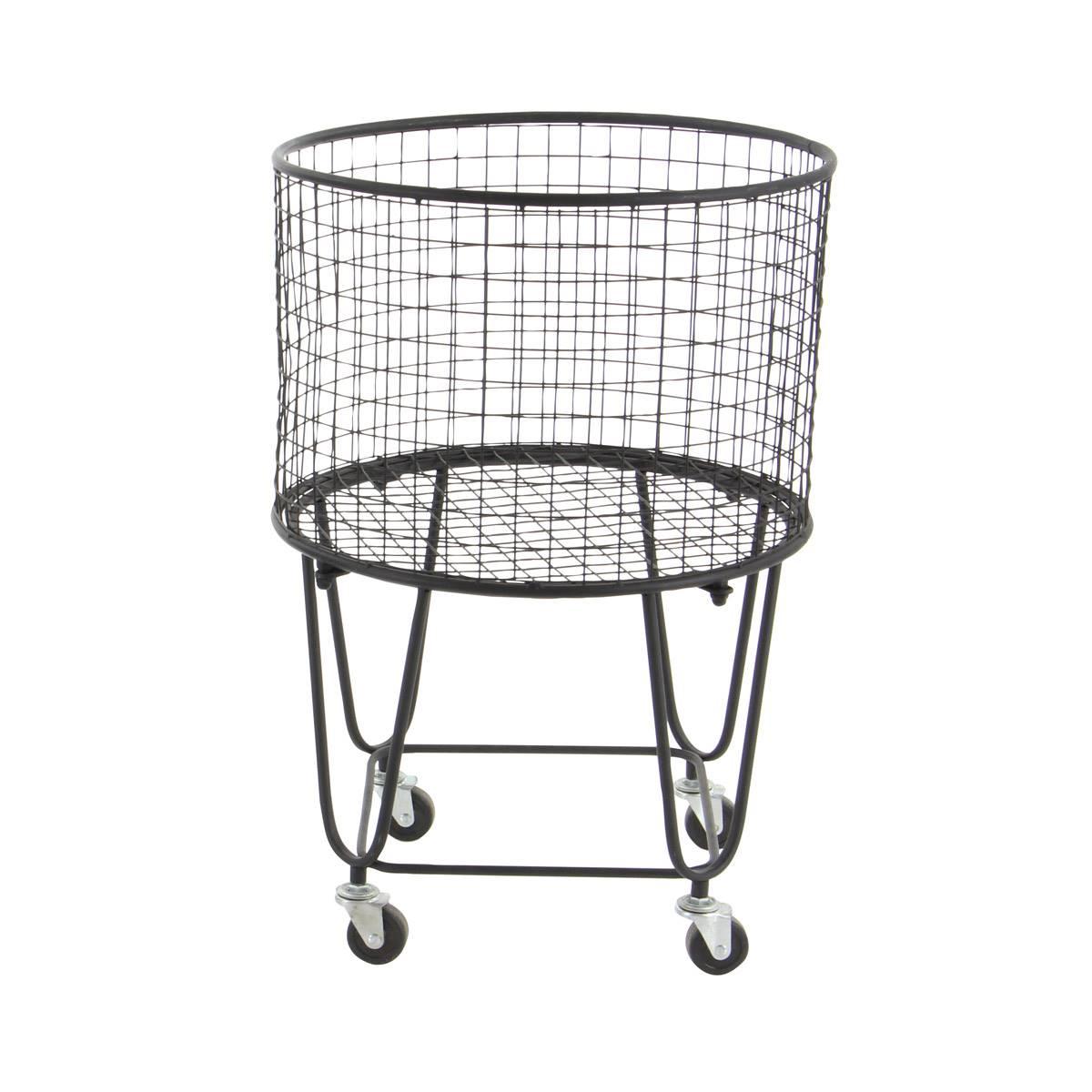 CosmoLiving by Cosmopolitan Black Industrial Metal Laundry Cart