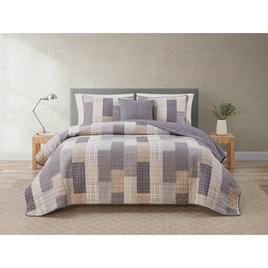 Home Retreat Lakeshore Plaid Grey Soft Cotton 2pc. Quilt Set