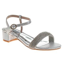Big Girls Badgley Mischka Low Heeled Rhinestone Dress Sandals