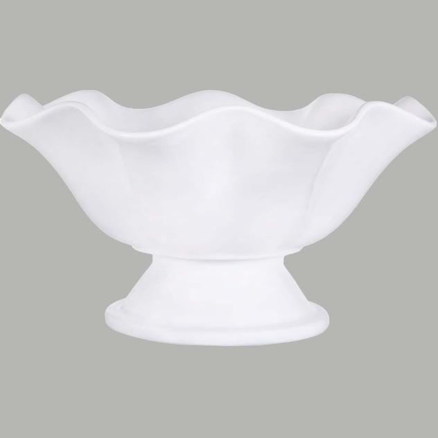 Home Essentials Pure White 12in. Ruffle Bowl