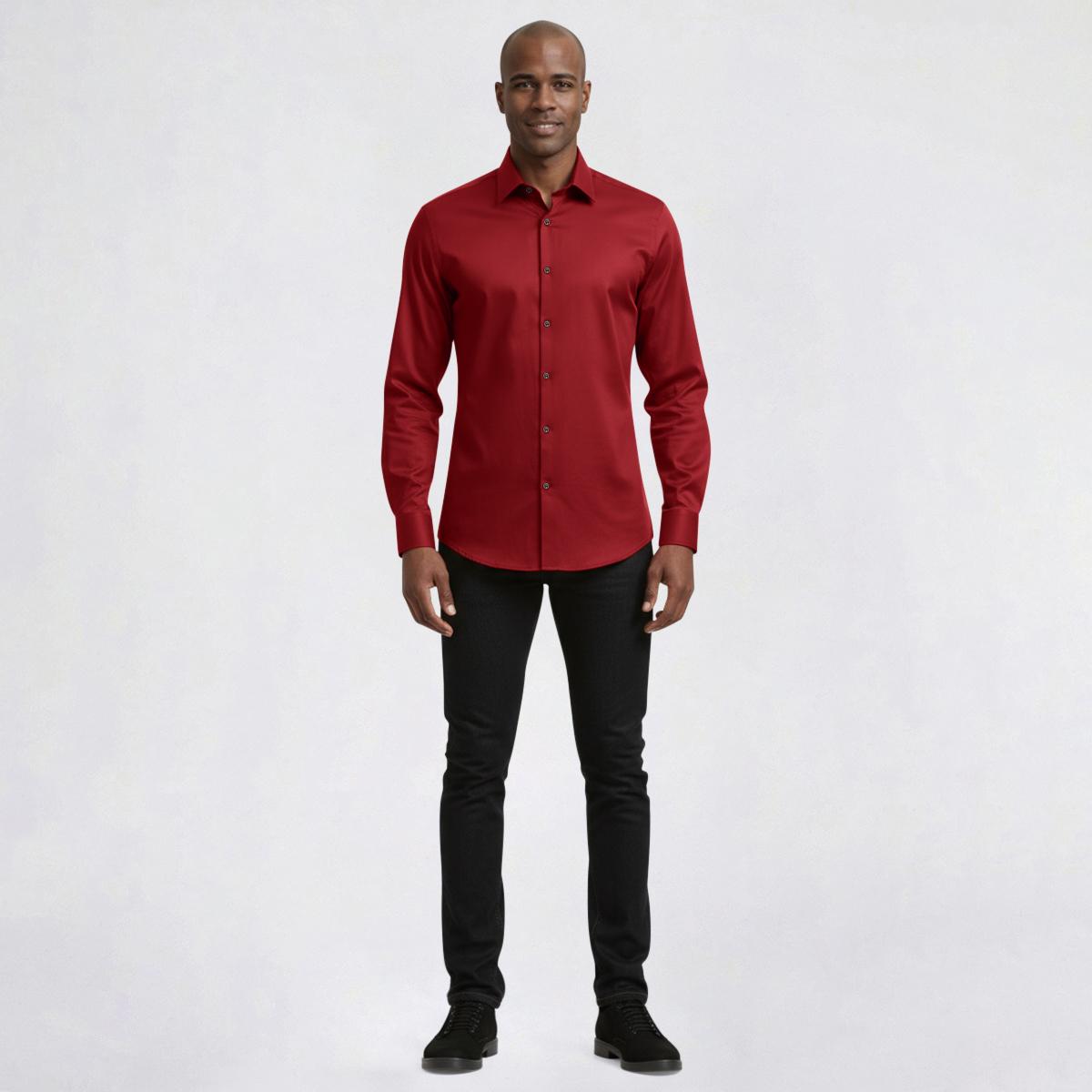 Mens Bill Blass Essentials Slim Fit Dress Shirt - Dried Berry