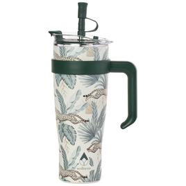 Double Wall Insulated 40oz. Jungle White Tumbler with Straw