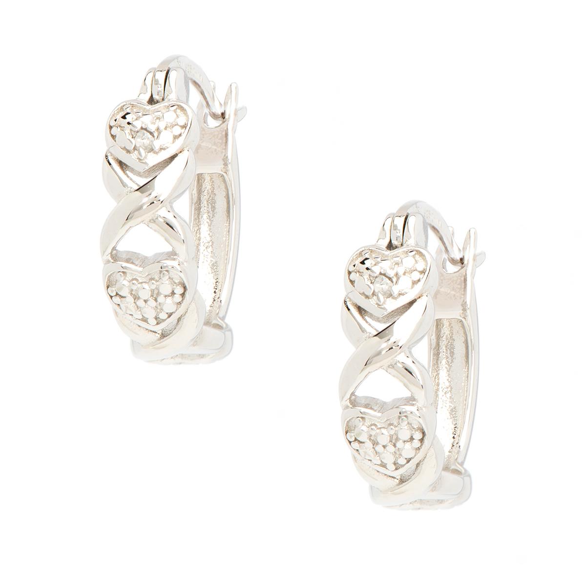 Gianni Argento Sterling Silver X and Heart Hoop Earrings