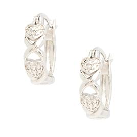 Gianni Argento Sterling Silver X and Heart Hoop Earrings