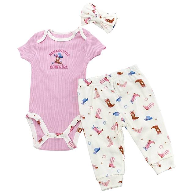 Baby Girl (NB-9M) Baby Gear® 3pc. Cowgirl Bodysuit & Joggers Set