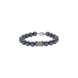 Symbols of Faith Silver Tone Black Pearl & Prayer Bead Bracelet