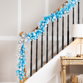 Northlight 9ft. Sky Blue Flocked Pine Christmas Garland