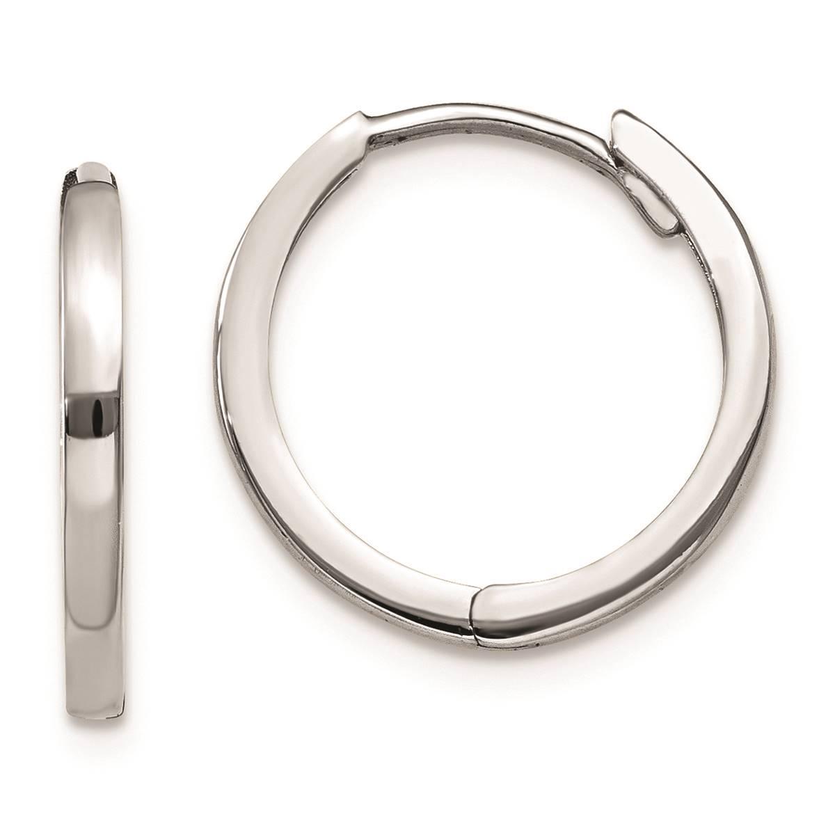 Gold Classics(tm) 14kt. White Gold Hinged Close Hoop Earrings