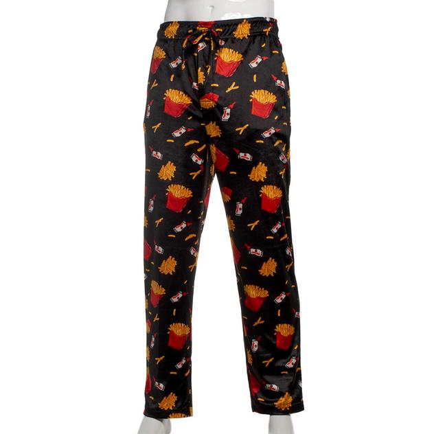 Mens Preswick & Moore® Fries & Ketchup Silky Pajama Pants - Black