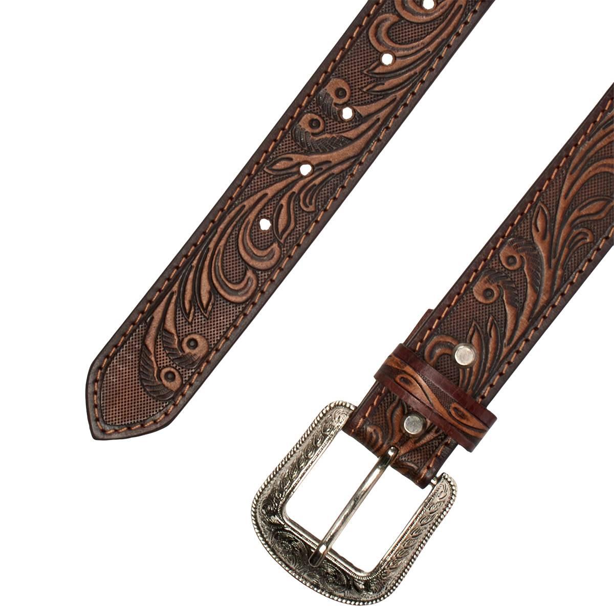 Mens Montauk Leather Club Paisley Tooled Western Belt