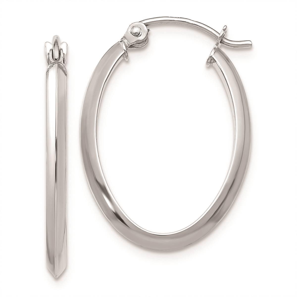 Gold Classics(tm) 14kt. White Gold Oval Tube Hoop Earrings