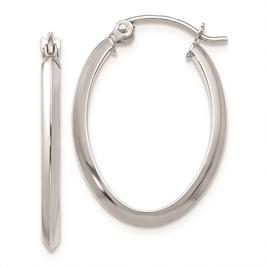 Gold Classics(tm) 14kt. White Gold Oval Tube Hoop Earrings