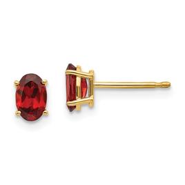 Gemstone Classics(tm) Yellow Gold 6.5mm. Garnet Stud Earrings