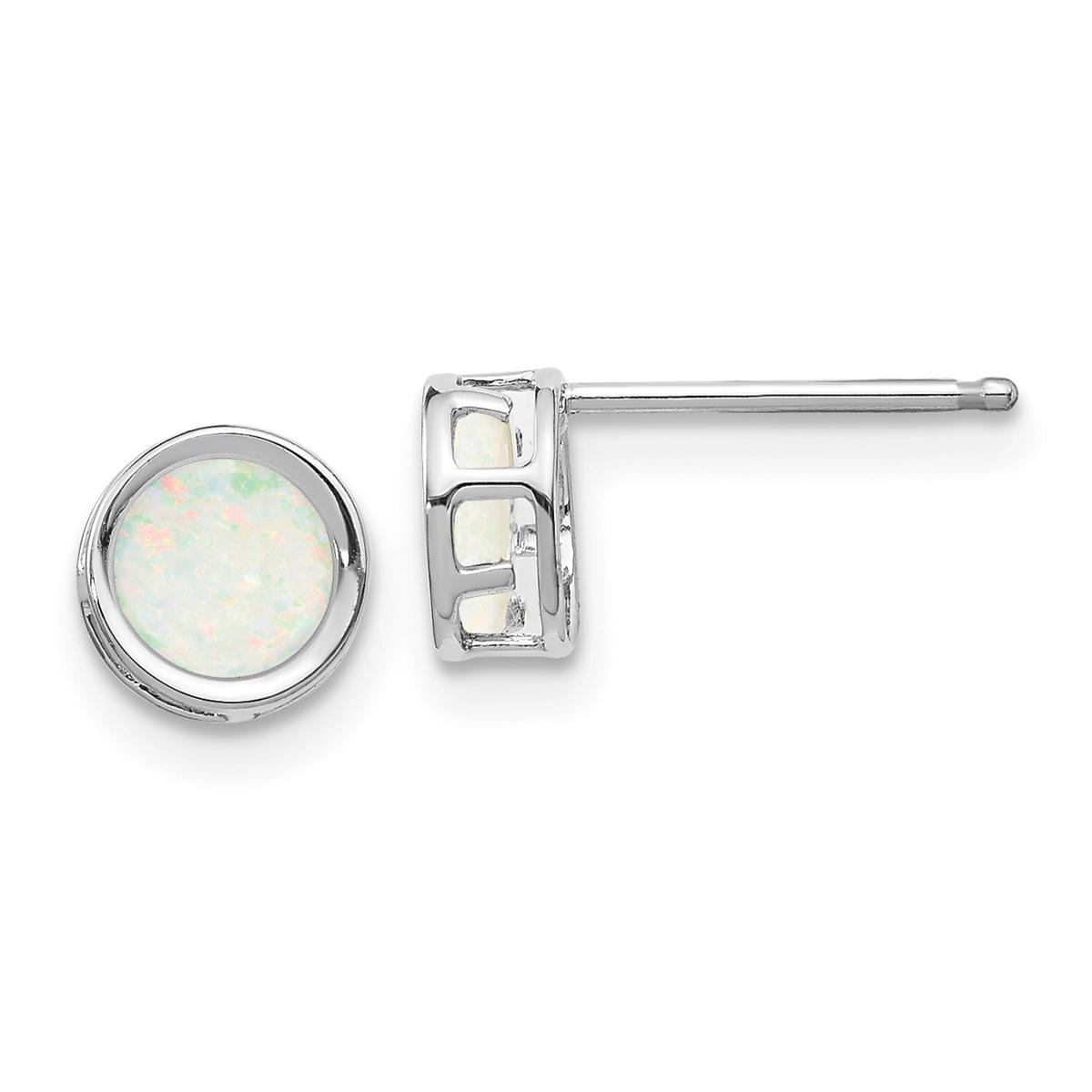 Gemstone Classics(tm) White Gold 5mm. Opal Stud Earrings