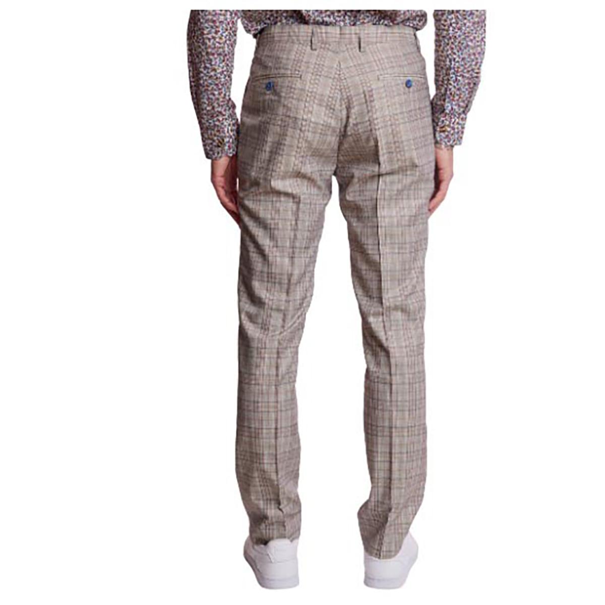 Mens Paisley & Gray® Plaid Suit Pants - Tan/Pink