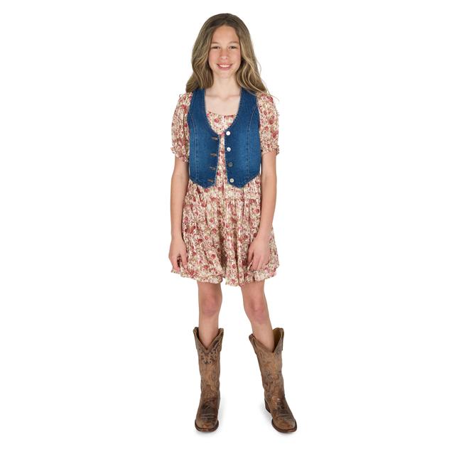 Girls (7-16) Rare Editions Burnout Lurex Tiered Dress w/ Vest