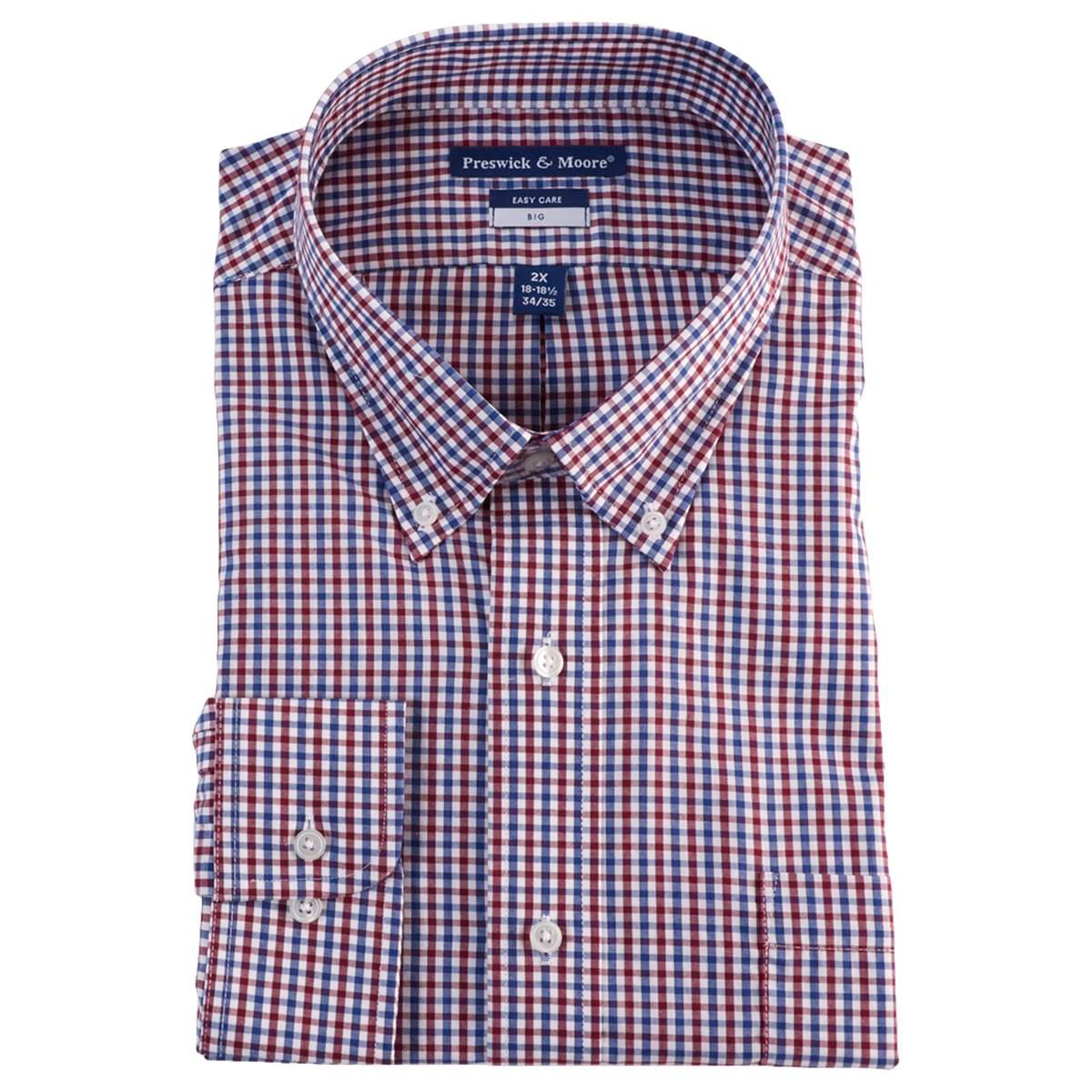 Mens Big & Tall Preswick & Moore Plaid Dress Shirt - Blue/Red