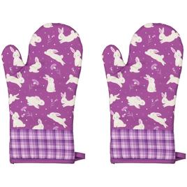 Northlight Seasonal Hopping Bunnies Plaid Easter Oven Mitts