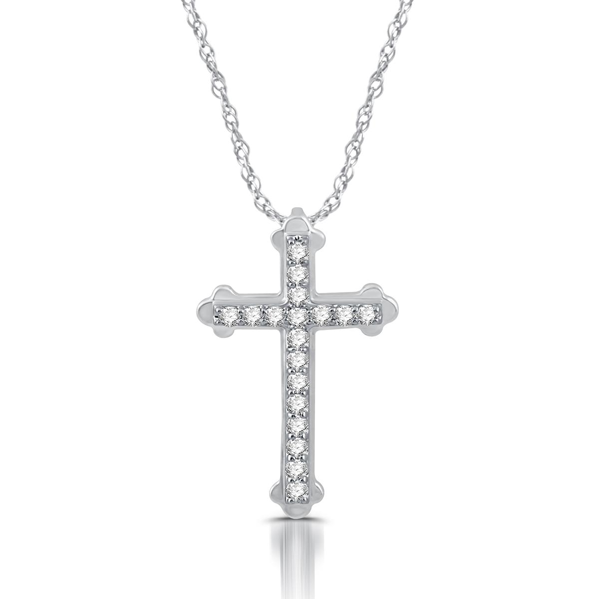 Nova Star(R) Sterling 1/4ctw. Lab Diamond Cross Pendant