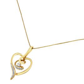 Espira 10kt. Gold Round Cut Diamond Swirl Heart Necklace