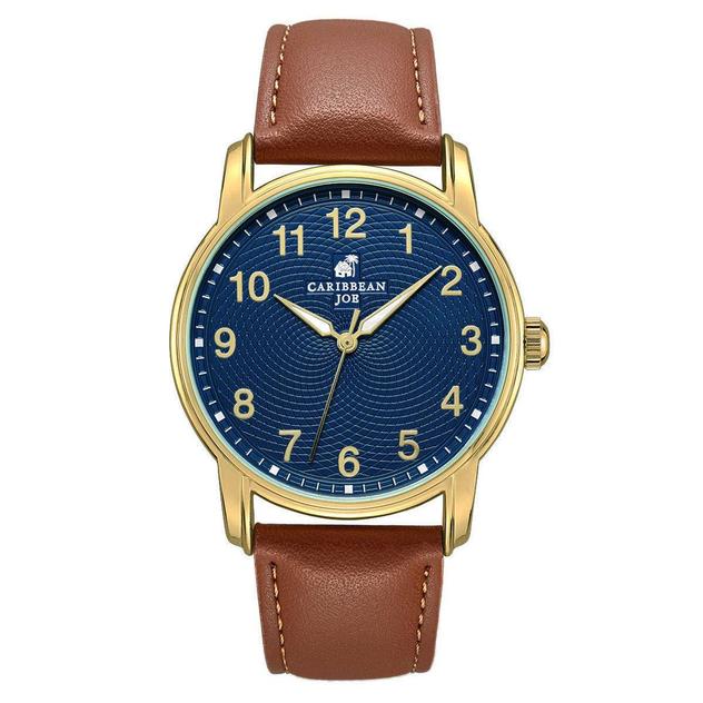 Mens Caribbean Joe Gold-Tone Easy Read Strap Watch - CJ7162GD