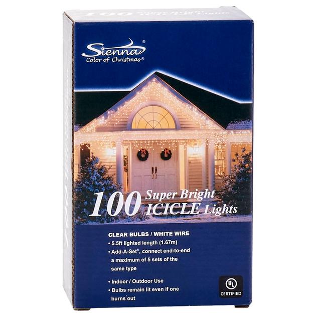 Sienna 100ct. Clear Lights 18 Strand Icicle Lights