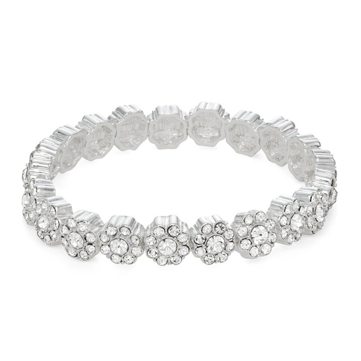 You''re Invited Crystal Diameter Flower Motif Stretch Bracelet