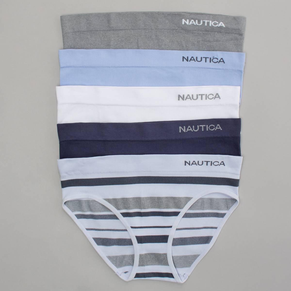 Womens Nautica 5pk. Ribbed Hipster w/ Jacquard Logo - NT3352-5PKH