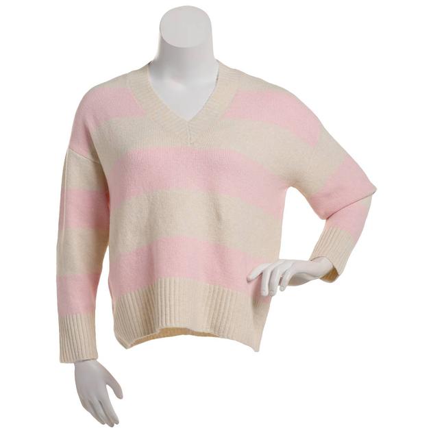 Juniors No Comment Rib Hem Tunic Stripe Sweater
