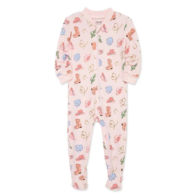 Baby Girl (12-24M) Little Me® Cowgirl Zip Front Footed Pajamas