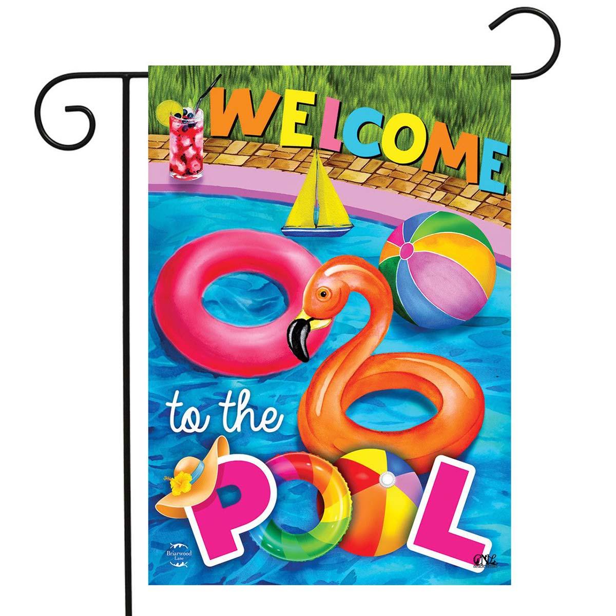 Briarwood Lane Welcome To The Pool Garden Flag