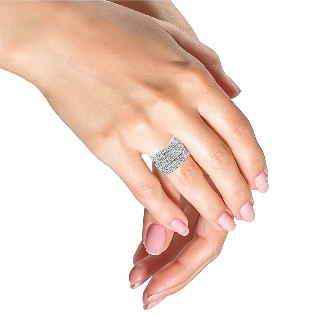 Haus of Brilliance Sterling Silver 2ctw. Diamond Bypass Ring