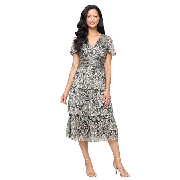 Womens SLNY Tier Leaf Fit & Flare Midi Dress