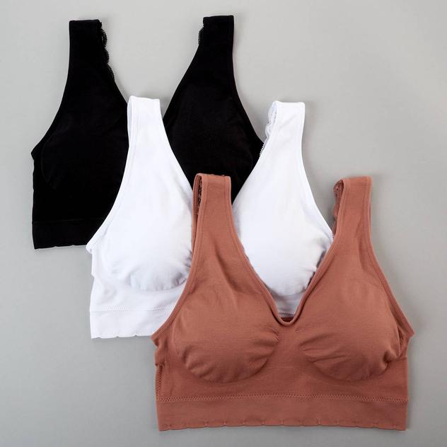 Plus Size Delta Burke 3pk. Seamless Bras w/Lace DB5243-3PKBL