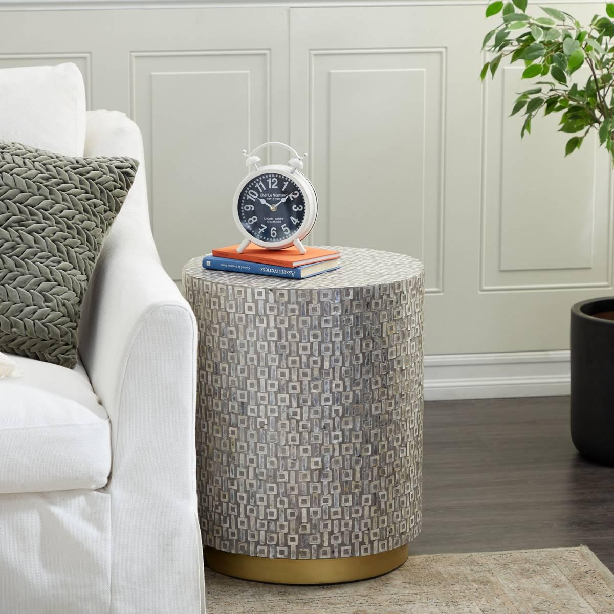 9th & Pike® Grey Mother of Pearl Contemporary Accent Table