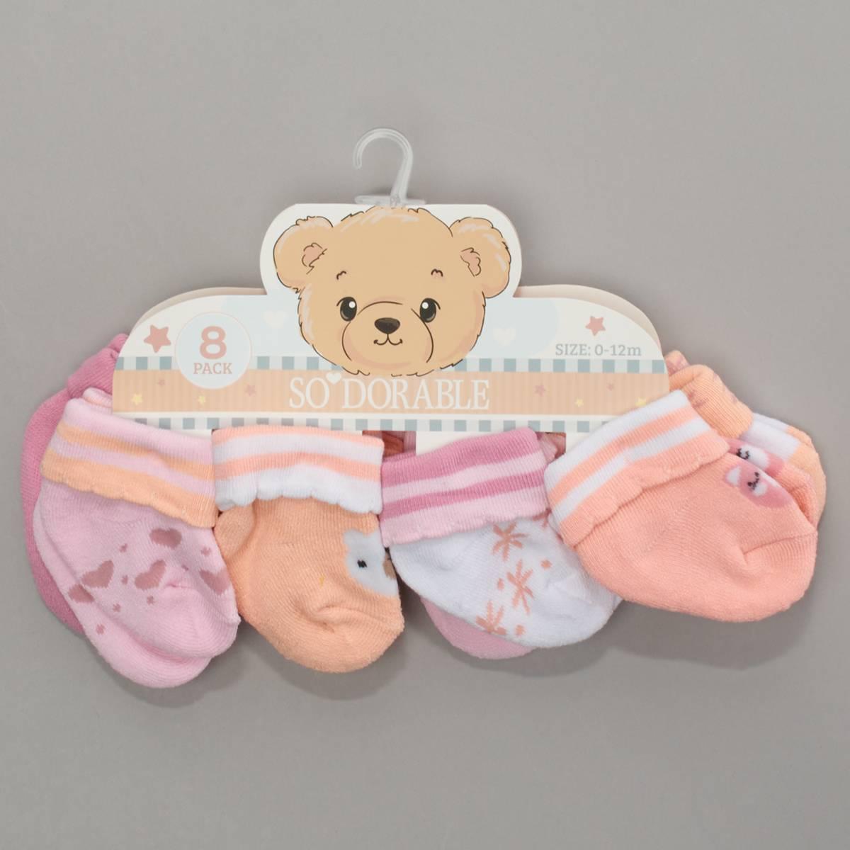 Baby Girl (NB-12M) so''dorable 8pk. Baby Love Terry Socks