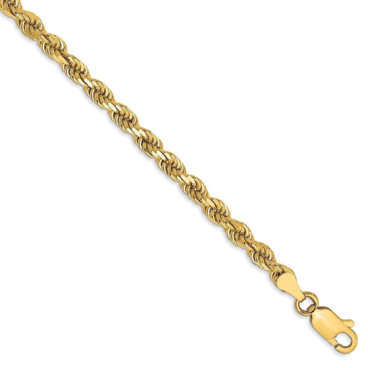 Mens Gold Classics(tm) 3.5mm. 14k Diamond Cut Rope Chain Bracelet