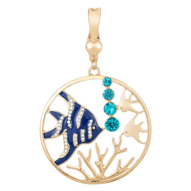 Wearable Art Filigree Tropical Fish Circle Enhancer Pendant
